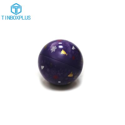 China Recycled Materials Colorful Decorative Ball Shape Small Tin Box Metal Ball Shape For Christmas for sale