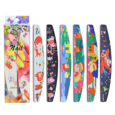 China Nail Care 6Pcs Waterproof Double Side Sponge Colorful Nail Files Set for sale