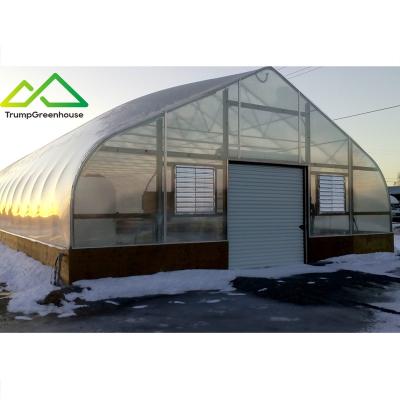 China Stable Structure Easily Assembled Hydroponic Grow Greenhouse Grow Systems Film Cover Green House Metal Material Frame for sale