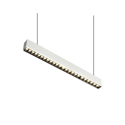 China Modern Simple Linear Led Modern Long Pendant Light Strip Lamp With Adjustable Rope Hanging Lamp For Office Area Commercial Study Room for sale