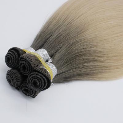 China Silky Straight Wave Changshunfa HandTied Hair Weft Extensions Double Color Blonde Hand Drawn Balayage Tied Weft for sale