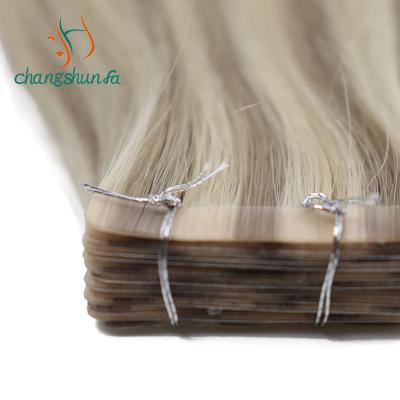 China Wholesale Natural Wave Russian Blonde Remy Double Drawn Tape Hair Extensions for sale