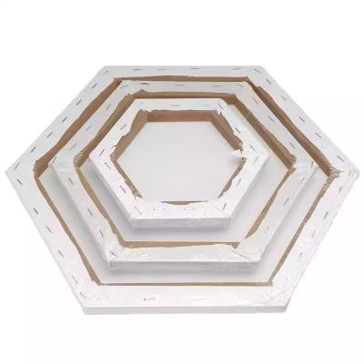 China Waterproof+ECO-Friendly DIY White Hexagon Oil Painting Acrylic Wooden Box Framed Stretched Art Canvas Board for sale