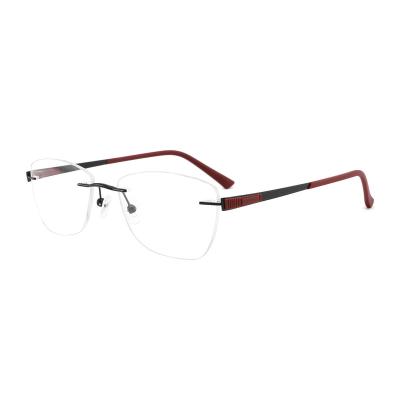 China 20 Years Experience Small Wide Temple Square Metal Optical Glass Frame Rimless Eyewear for sale