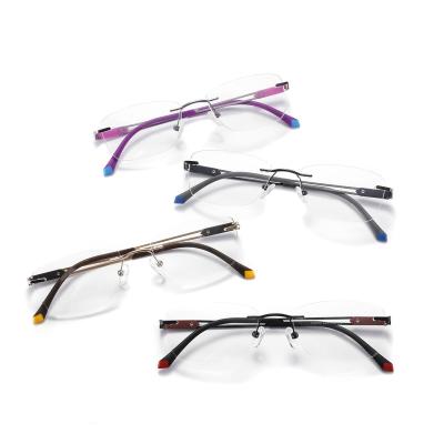 China 20 Years Experience Eyewear Optical Rectangle PC Metal Designers Rimless Glasses Frames Glasses for sale