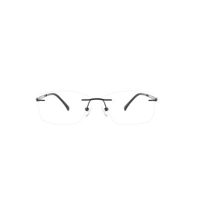 China Wholesale New Design Light Anti Eyewear Stainless Steel Optical Frames Rimless Blue Lens For Men for sale