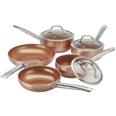 China New Design Kitchen Sustainable Aluminum Copper King Cookware 10pcs New Design Kitchen Pot And Pan Ceramic Cookware Sets for sale