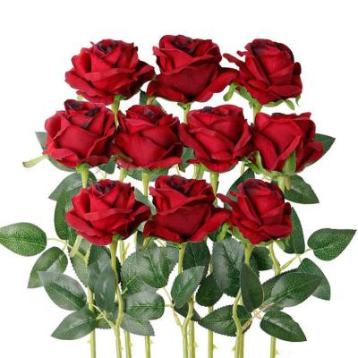 China Latex Rose Simulation Silk Fakes Decorative Rose Artificial Flowers Touch Rose Flower Shape Artificial Real for sale