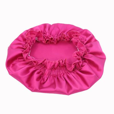 China Beautiful Custom High Quality Fashion Soft Plain Viable Sleeping Drying Silk Satin Night Hair Cap for sale