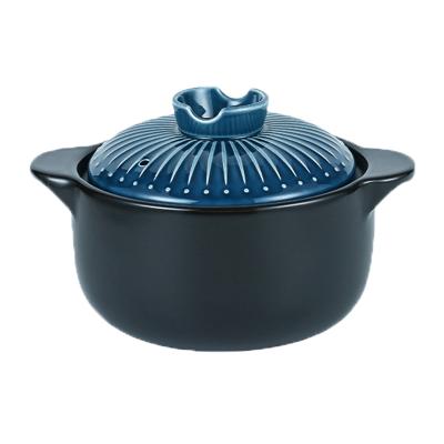 China Sustainable Large Capacity High Temperature Resistant Ceramic Casserole Stew Pan for sale