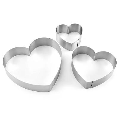 China 8 Inch Sustainable Stainless Steel Mousse Cake Heart Shaped Ring Molds For Baking Tools for sale