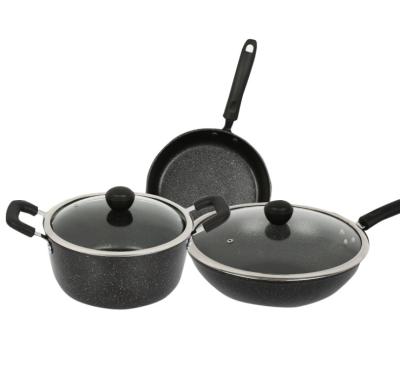 China 5 Piece Iron Material Soup Pot Wok Stove Kitchen Cookware Viable Wholesale Set for sale