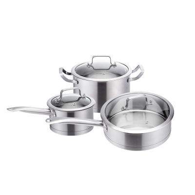 China Sustainable High Quality Thickened Stainless Steel Milk Pan Soup Pot Cookware Set for sale