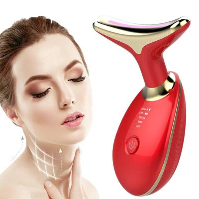 China 2023 Skin lifting Beauty Instrument LED Photon Vibration Neck Lifting Skin Tighten Anti Wrinkle Remove Massager Device for sale