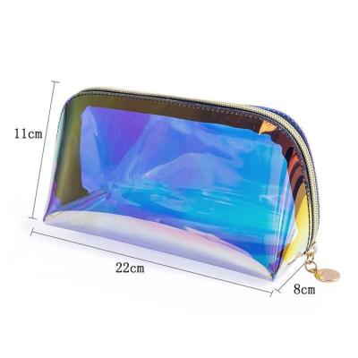 China Durable Custom Glitter Waterproof Cosmetic Brush Zipper Pouch Holographic PVC Makeup Bag for sale