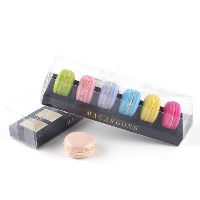 China Recyclable Wholesale Plastic Lid Macaron Packaging Boxes With Clear Window for sale