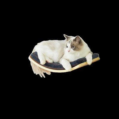 China High Quality Wall Mounted Curved Frame Stocked Cat Toy Jumping Platform Climbing Rack Wood Pet Cat For Fun for sale