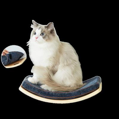 China Unique Design Wooden Stocked Wall Curved Cat Jumping Platform Luxury Cat Playing Furniture Pet Toy For Kitty Cats for sale