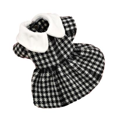 China New Retro Design Luxury Plaid Doggy Wool One-Piece Pet Stocked Soft Winter Clothes Dresses For Cat Dog Puppy Girl for sale