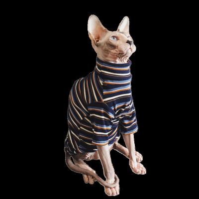 China Stocked Low MOQ Cat Clothes Multi Color Low Price Customize Logo Pet Cat Clothes Stripes Pet Shirt For Cats Dogs Puppy for sale