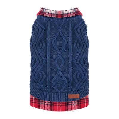 China Wholesale Luxury Fashion Stocked Cute Patchwork Knit Sweaters Plaid Sweatshirt Pet Clothes Dog Sweaters In Stock for sale