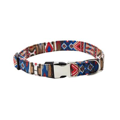 China New Design Unique Polyester Bohemian Flavor Pet Collars Colorful Printed Ethnic Stocked Dog Supplies Dog Collars for sale