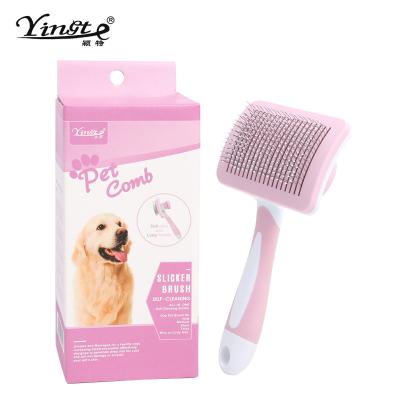 China Best Selling Stocked Multi Colors Plastic One Wrench Remove Daily Pet Hair Comb Massager Brush Pet Grooming Tool For Cat Dog for sale