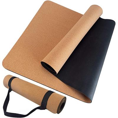 China Comfortable Yoga Exercise 5mm Home Bodybuilding Natural Rubber Cork Yoga Mat for sale