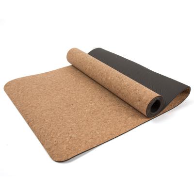 China Custom Wholesale Yoga Fitness Logo 5mm Double Sided Cork Tape Yoga Mat for sale