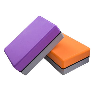 China Yoga Exercises Wholesale Customized Premium Yoga Brick Use Gym Double Color EVA Yoga Block Double Block for sale