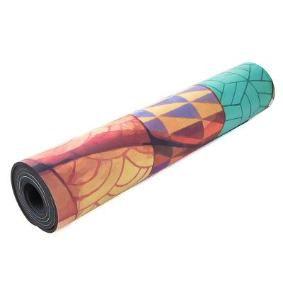 China New Custom Sweat Absorption Yoga Printing Suede Tape Stretching Eco-Friendly Mat for sale