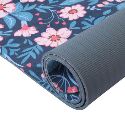 China Extra Wide Yoga 80cm Fitness Non Slip Custom Made Suede Band Printing Yoga Mat for sale