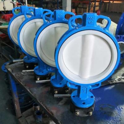 China General Good PTFE Seat Wafer Butterfly Valve For Sewage for sale