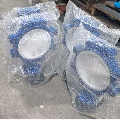 China QT450 General Body SS304 With PTFE Lining SS416 Disc Stem PTFE Seat Worm Gear Hook Butterfly Valve for sale