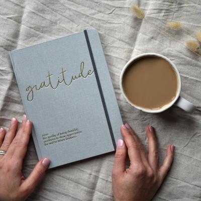 China Custom Canvas Fabric Hardcover Journal Gratitude Reflection Daily Planner for Self Care Inspirational Notebooks for sale