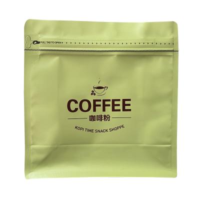 China Wholesale Promotion Custom Printed Block Bottom Coffee Resealable Ziplock Roasted Bean Bags for sale