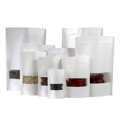 China 9x14cm Small Biodegradable Ziplock Bags For Packaging Custom White Kraft Paper Bags With Windows for sale