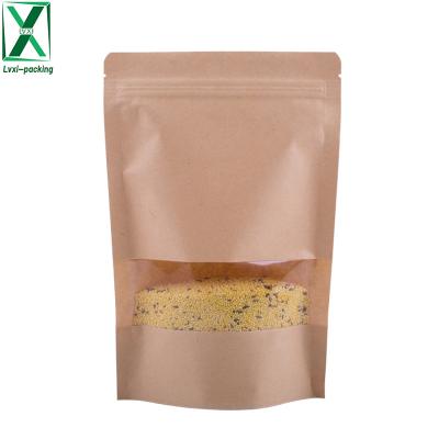 China Recyclable Brown Kraft Paper Holder Packaging Bags With Rectangle Window for sale