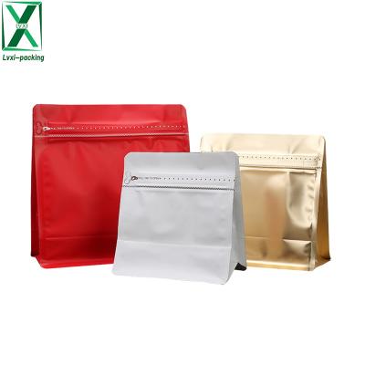 China Barrier 16oz 450g Flat Bottom One Way Reusable Block Valve Zipper Degassing Side Coffee Bags for sale