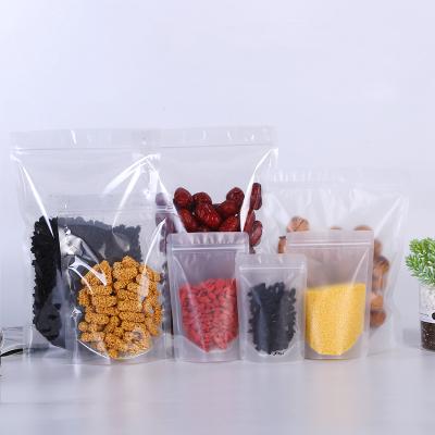 China Transparent Finish Moisture Proof Frosted Food Tea Resealable Zipper Stand Up Pouches for sale