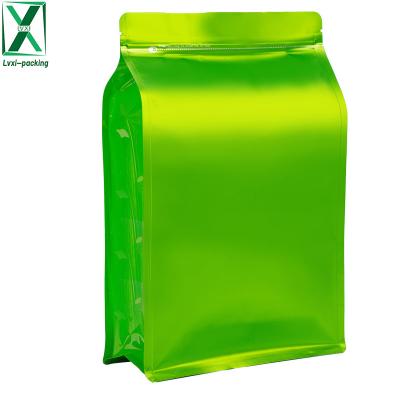 China Recyclable Colorful Eight Aluminum Foil Seal Flat Bottom Side Rack Up Pouches Food Grade Waterproof Compound Self Seal Bags for sale