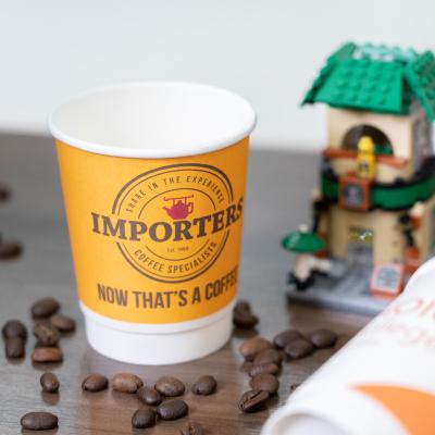 China Disposable Kraft Coffee Double Wall Paper Cups , Disposable Coffee Cups Paper for sale