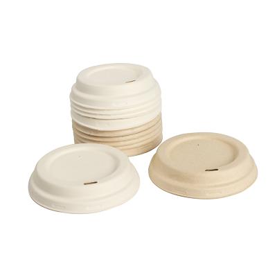 China Eco-friendly Biodegradable Molded Sugarcane Bagasse Pulp Coffee Cup Cover Lids For Hot Drinks And Beverage for sale