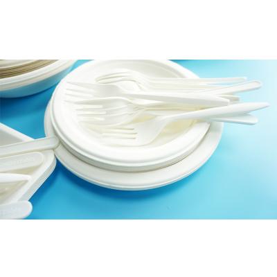 China Disposable Compostable Microwavable Biodegradable Folding Cutlery Pla Knife and Fork Spoon Sets for Food for sale