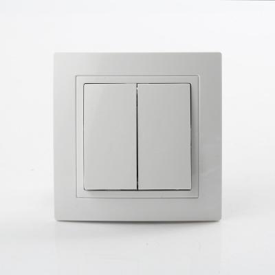 China Durable Low Proof PC Panel 2 Gang Push Button PC Panel+Resin Fire Wall Switches EU European Standard Smart Switches for sale