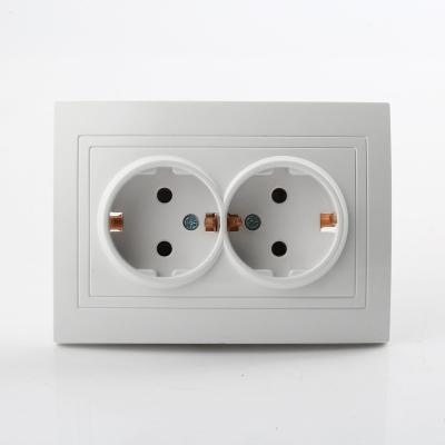 China Double Fire Proof PC panel+Resin Schuko Eu Standard Resin Panel Base Fire Proof Socket Outdoor PC Wall Mounted Switches for sale