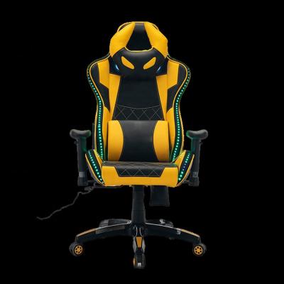 China (Size)Adjustable RGB Led Light Yellow And Black Silla Gamer Racer Gaming Racing Adjustable Desk Computer Chair for sale