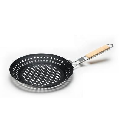 China Hot Selling Easily Cleaned Outdoor Glazed Grill Pan Non-Stick BBQ Garden Grill Basket for sale