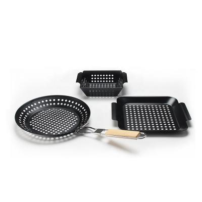 China Easily Cleaned Food Grade Non-Stick Compact 9 Inches GRILL SOLID Vegetable Roasting Pan Grill Basket Griddle Steak BBQ Oven Small Oven Griddle for sale