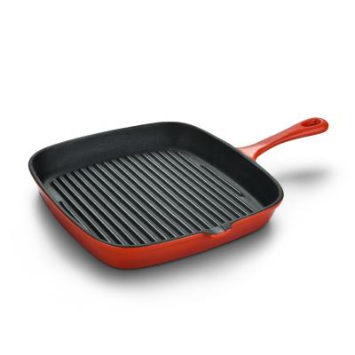 China Sustainable Hot Sale 24cm Cast Iron Enamel Cookware Non-Stick Sauce Pot Frying Pan for sale